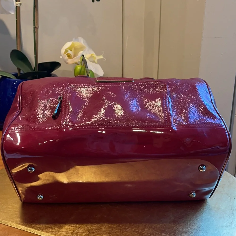 Longchamp Legende Top Handle Boston Bag Satchel in Red Verni Patent Leather